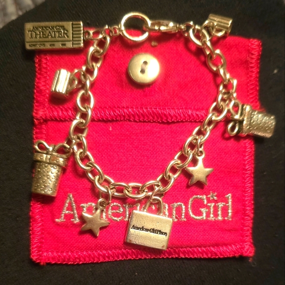 American Girl Silver Charm Bracelet 8 Charms: Stars, Gifts, Cocoa, Tote, Ticket - Picture 1 of 8